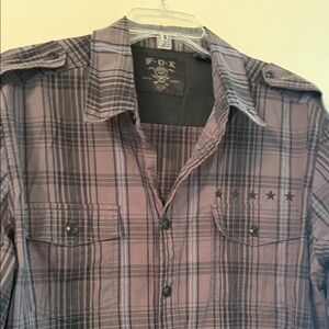Fox Purple Plaid Shirt with Star Accents
